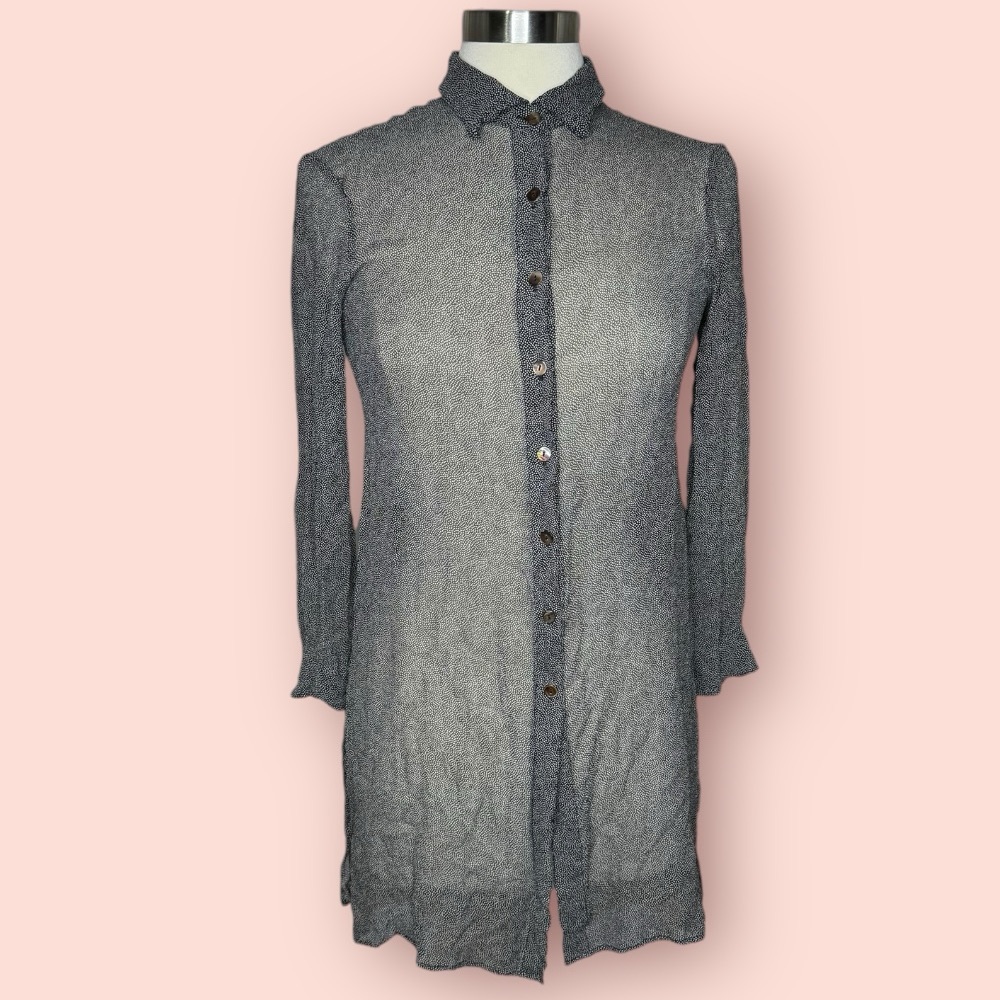 Robbie Bee Silk Tunic/Cover-up Blouse Sheer Loose-Fit